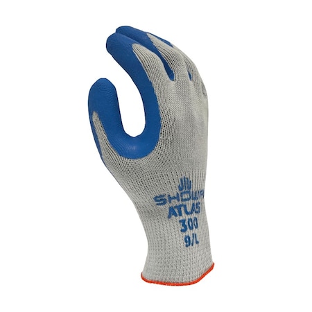 General Purpose Gloves, Natural Rubber Palm Coating, Gray/Blue, Lg